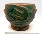 1930s McCoy Pottery 4" Jardiniere Flying Bird Swallows Brown Planter Pot
