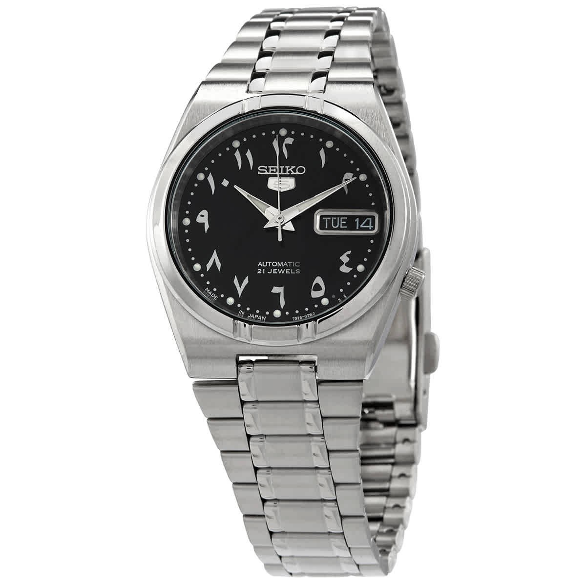 SEIKO SNK063J5 腕時計 Seiko 5 Automatic Black Arabic Dial Stainless Steel Men's Watch