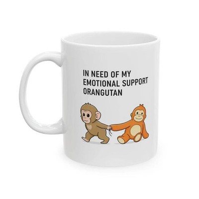 Punch Monkey Mug   Emotional Support Orangutan Funny Meme Coffee Cup 11oz