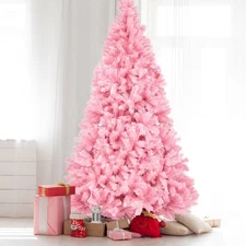 LEADZM 7ft 1800 Branch PVC Branch Iron Bracket Christmas Tree Pink