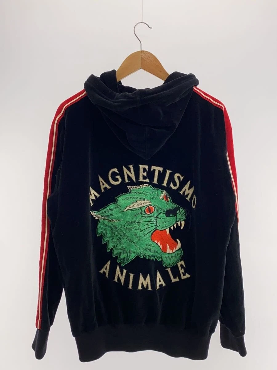 GUCCI 527964 X9V07 Felpa con cappuccio e zip in velluto nero XL #EG AGA