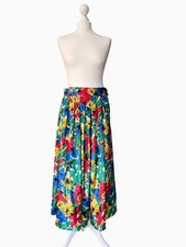 Vintage Oscar de la Renta Expressions Floral Pleated Midi Skirt UK 14 Waist 31"