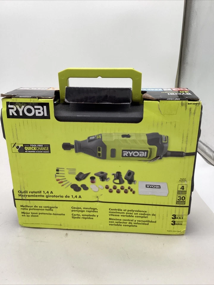 Kit de herramientas rotativas Ryobi RRT200 con cable de 1,4 amperios con estuche y accesorios ¡Nuevo sellado! Foto 3 de 4
