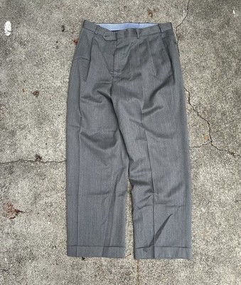 Corbin USA Made 30x28 Gray Wool Pleated Cuffed High Waist Baggy Mens Pants