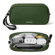tomtoc Electronics Organizer Travel Case, Water Resistant Small, Green