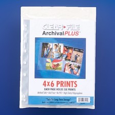 40ct Clear File 4x6 Archival Plus Print Page Six Photos Per 350100B FORTY NEW