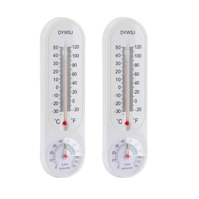 Indoor Outdoor Hygrometer Thermometer 2PC Wall Mounted Analog Humidity Gauge
