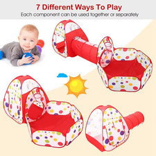 New, Large 3-in-1 Kids Pop Up Play Tent Crawl Tunnel Ball Pit Foldable Playhouse