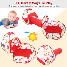 New, Large 3-in-1 Kids Pop Up Play Tent Crawl Tunnel Ball Pit Foldable Playhouse