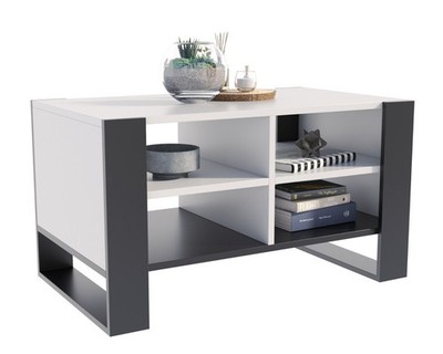 Couchtisch Figa Weiß Schwarz Modern Laminat Design Wohnzimmer Ablagetisch