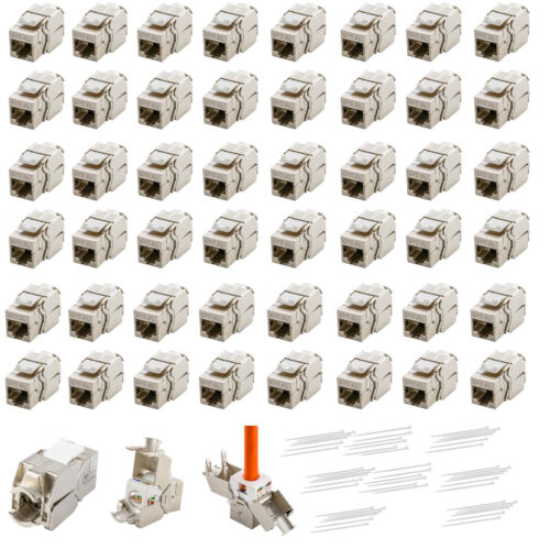 48 x Keystone Jack Modul Cat.6a RJ45 STP werkzeuglos Netzwerk Adapter LAN KOMIB - Photo 1/6