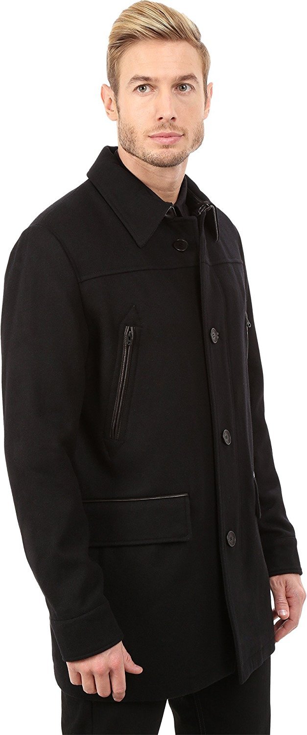 Cole Haan Мужская рубашка с воротником из Мелтона пальто черная верхняя одежда 39890₽