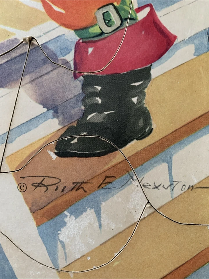 Rompecabezas de cartón de dos caras Ruth E Newton vintage años 40 13 x 9 pulgadas esquina faltante Foto 4 de 4