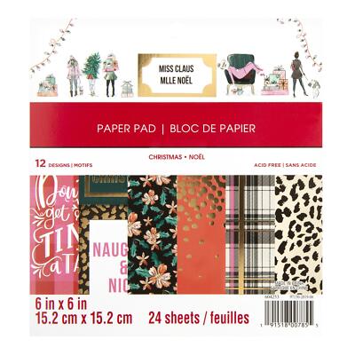 Craft Smith Design-Papierblock 15,2 x 15,2cm (24 Blatt) - Miss Claus