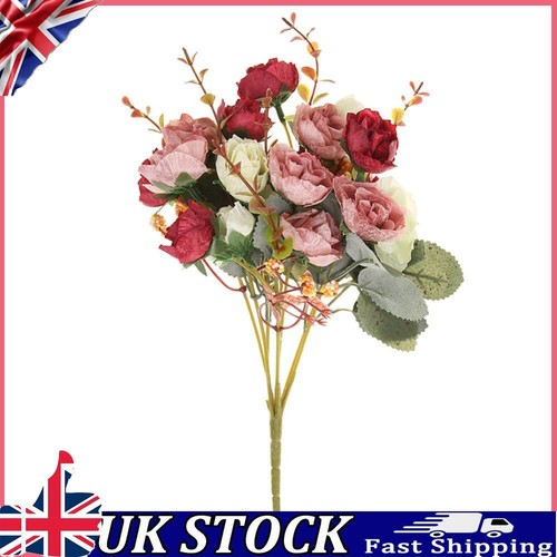 21 Heads Silk Rose Artificial Flower Bouquet Fake Dried Flowers (Red