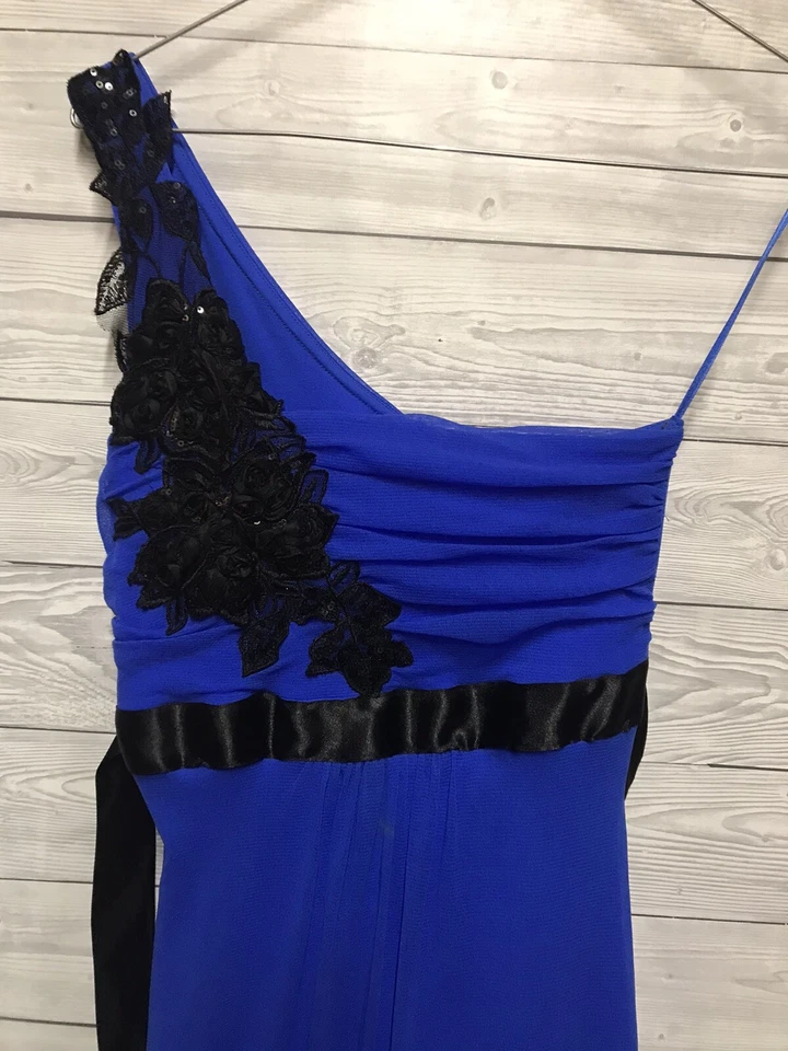 Jane Norman 1 Shoulder Motif Maxi Dress Blue Size 8 BNWT RRP £50 - Image 3 of 4