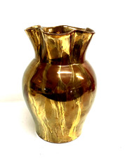 ANTICO VASO CERAMICA Fenice 242 ALBISOLA SMALTO IRIDESCENTE BRONZO ORO EPOCA '40
