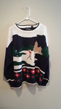 Vintage Clothing Novelty Golf Sweater - Court House Square - XXL - Navy Blue