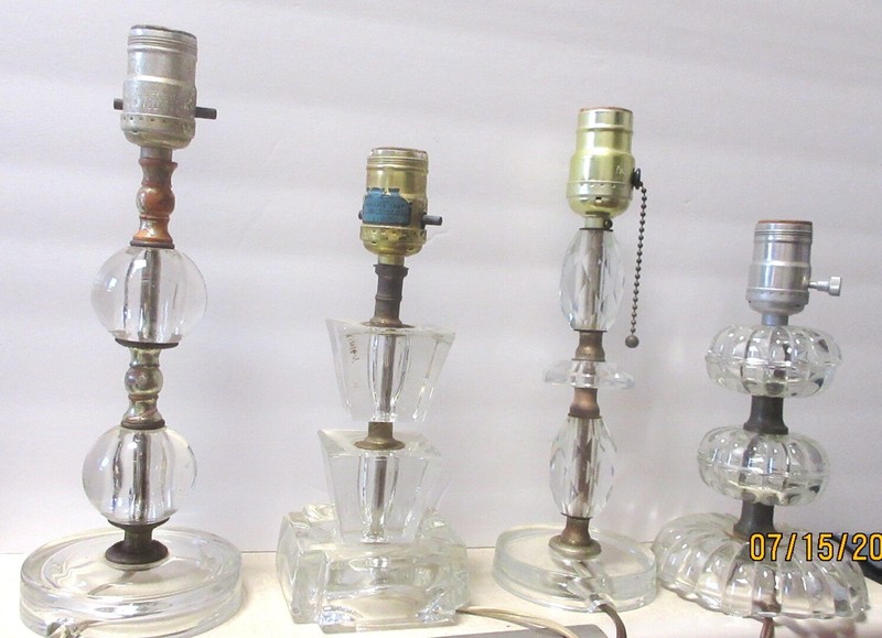 4 1940s 1950s Boudoir Lamps, Fabulously Mismatched, Great Condition, NICE!