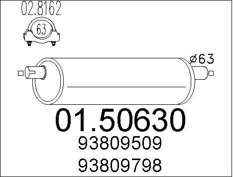 Silencieux intermédiaire Iveco Daily II pour fourgons 35-10 et 40-10 V en acier aluminisé