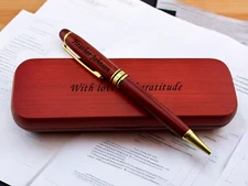 Custom Name Wood Ballpoint Pen with Box, Executive Personalized Sentimental Gift