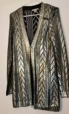 Alberto Makali Metallic Cardigan Black, Gray New Size Medium