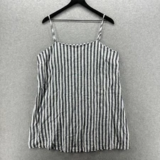 A New Day Tunic Tank Top Womens Size Large Gray Striped Linen