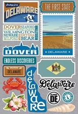 Reminisce Jet Setters 3.0 State Dimensional Stickers-Delaware