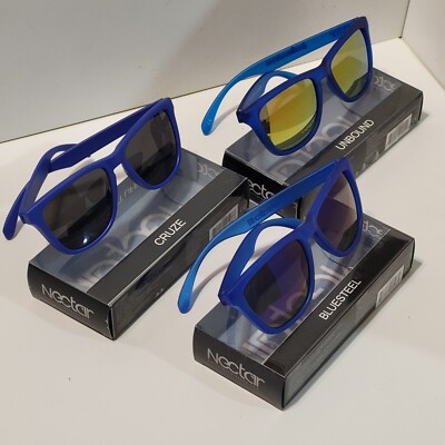 Custom Nectar Sunglasses package deal - 3 Pair -Blue w/ 3 different lens styles