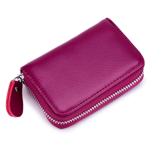 Men Women Genuine Leather RFID Blocking Zipper Wallet Credit Card Holder Pocket - Picture 12 of 18