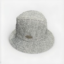 Kangol Gray herringbone wool tweed fedora hat Large L Clipper