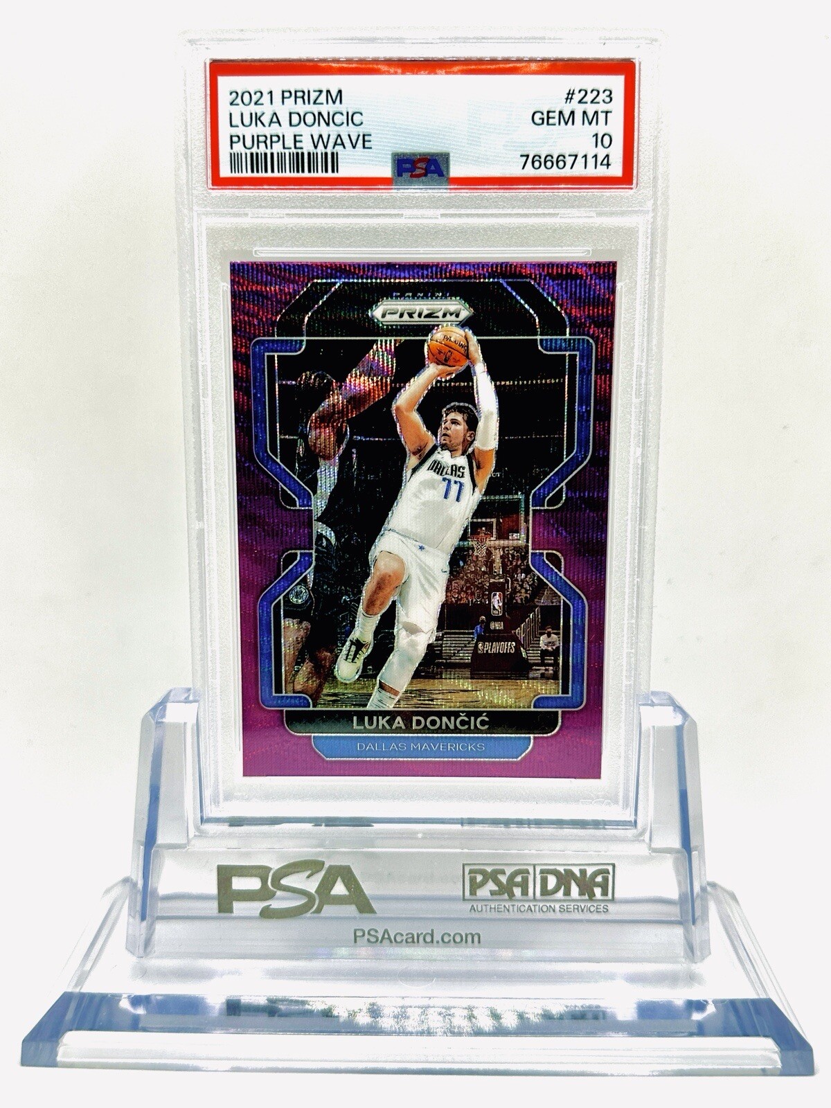 2021 PRIZM BASKETBALL #223 LUKA DONCIC PSA 10 PURPLE WAVE