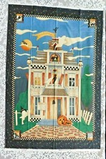 VINTAGE HALLOWEEN FABRIC PANEL DEBBIE MUMM HAUNTED HALLOWEEN HAUNTED HOUSE