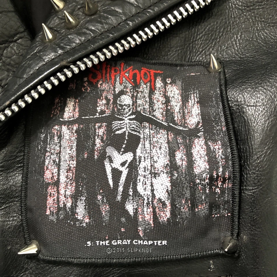 Unik USA Black Heavy Metal Leather Biker Jacket Slipknot Studded Spikes S 36" - Image 2 of 4