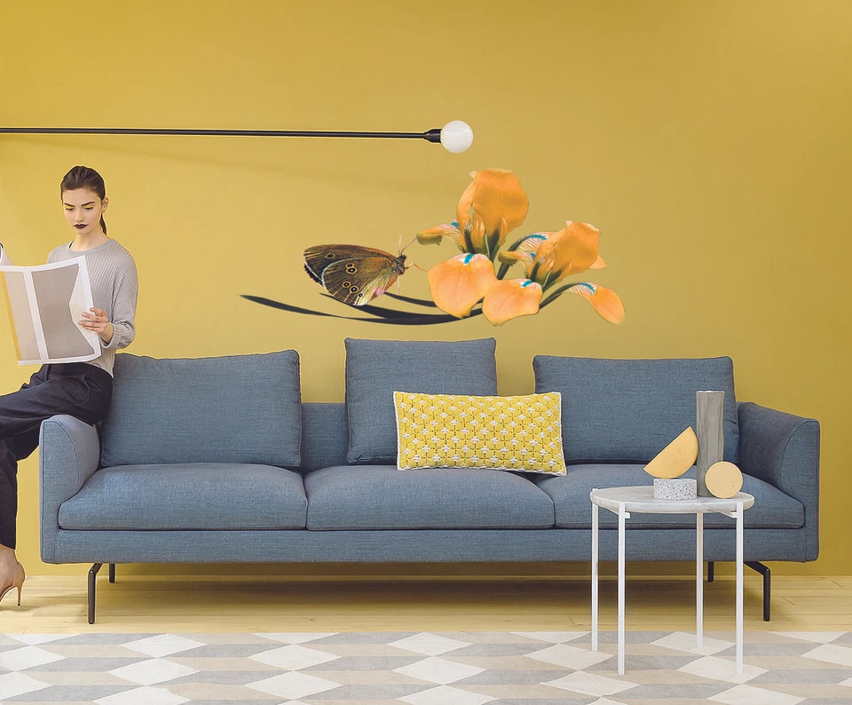 Iris Flowers vinyl sticker, Butterfly Decal, Flowers Sticker, Flowers Wall Decor - Image 2 of 4