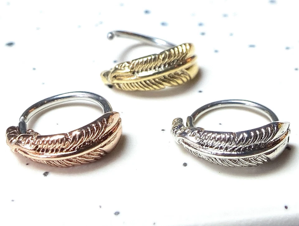 Aro nariz pluma flexible 1 pieza/anillo cartílago torre Daith hélice tragus Foto 4 de 4