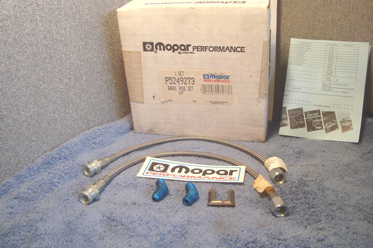 Brake Hose Line Set Braided NOS Racing Front Disc Mopar  