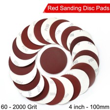 100mm Sanding Disc Pad Hook  Loop 60-2000 Grit Orbital Red Sandpaper Wet Dry 4"