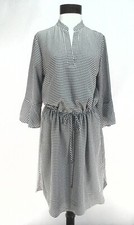 Ralph Lauren Shirt Dress LRL Houndstooth Black Cream Cinch Waist sz 10 $159 New