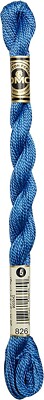 DMC 115 3-826 Pearl Cotton Thread, Medium Blue, Size 3, 16.4 Yards