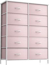 10-Drawer Kids Dresser - Stylish Storage Organizer for Bedroom  Nursery Pink 