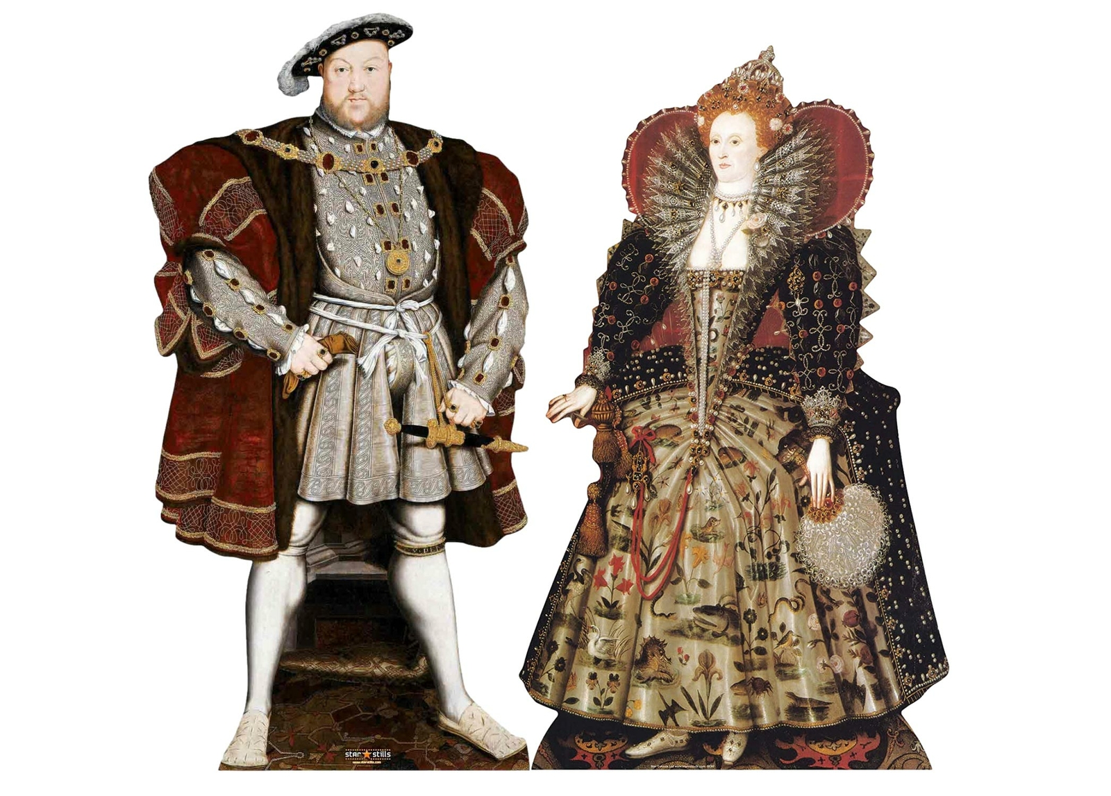 The Royal Tudors Cardboard Cutout Collection of 2 with Henry VIII & Elizabeth I