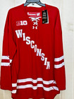 Under Armour Ua Wisconsin Badgers Ncaa Hockey Men's Jersey Large L Red Lace Up