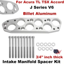 3/4" J Series V6 Billet Intake Manifold Spacer Kit For Honda Acura TL TSX Accord