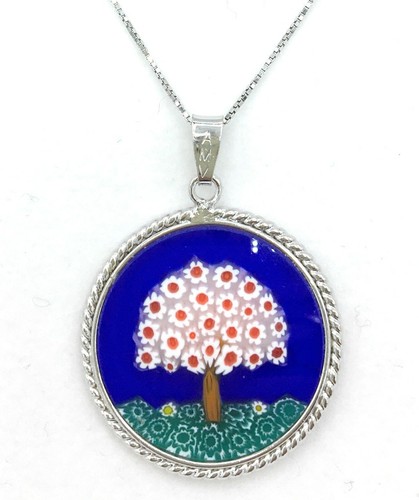 Ciondolo Murrina Millefiori Con Catenina Argento 925 Vetro di Murano - Picture 11 of 15