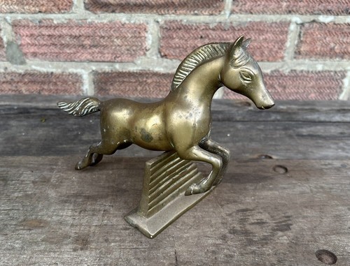 Vintage Heavy Brass Jumping Horse Equestrian Collectable Model Figurine