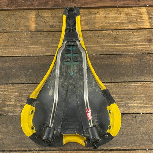 Vintage Avocet O2 Air Saddle Ti Seat Yellow Titanium 1990s Race MTB Road Italy - Picture 18 of 19