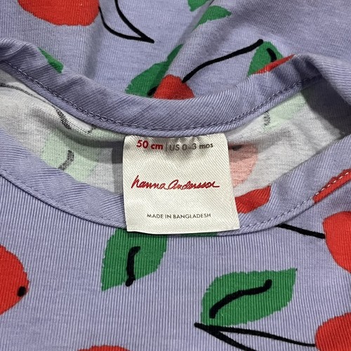 Hanna Andersson Purple Novelty Cherry Print Dress Girls Size 0-3mo - Picture 3 of 5