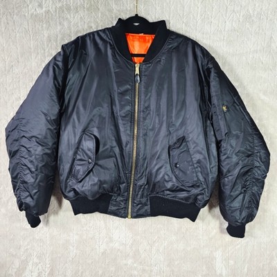 Vtg Ultra Force Rothco Ma-1 Intermediate Flight Jacket Mens XL Black Puffer USAF
