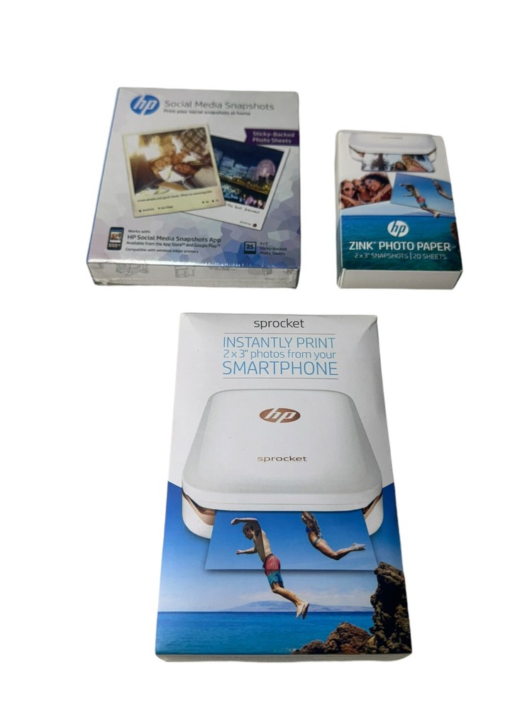 HP Sprocket Photo Printer White and Rose Limited Edition, Photo Paper New Sealed